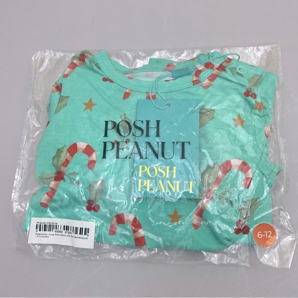 NWT - Posh Peanut Peppermint Long Sleeve Basic Ruffled Romper 9-12 Months - Picture 12 of 12
